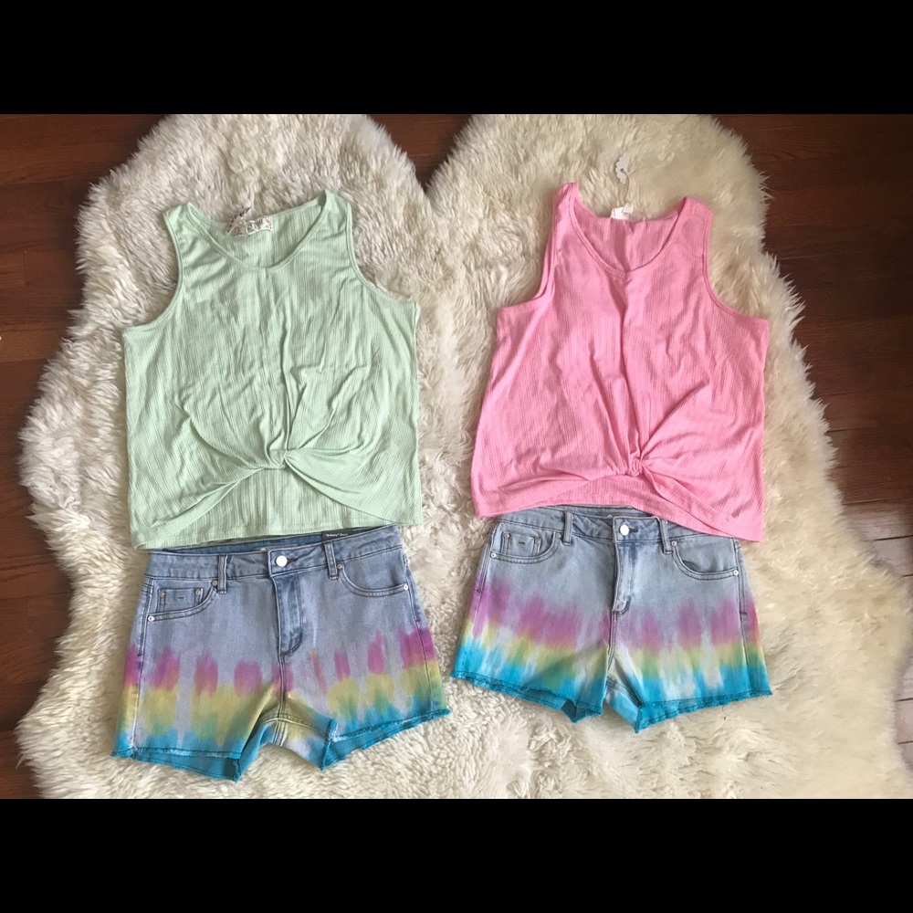 Pink and green tank top